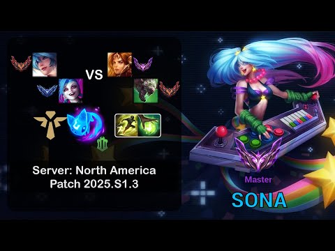 Sona Support + Jinx vs Leona + Twitch - NA Master - Patch 25.S1.3