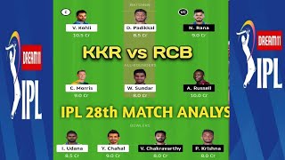 BLR vs KOL  DREAM 11 TEAM | rcb vs kkr dream 11 TEAM PREDICTION of ipl 28th match  12 oct |