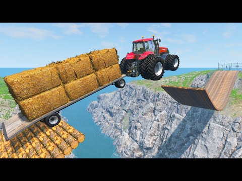 Cars Jumping over Impossible Loop Bridge - Cars vs Deep Abyss and Long Bridge - BeamNG OMDs