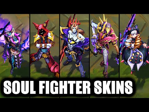 All New Soul Fighter Skins Spotlight Part 2 Viego Jhin Gwen Evelynn Shaco (League of Legends)