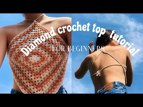 Granny square diamond top tutorial for beginners|DIY