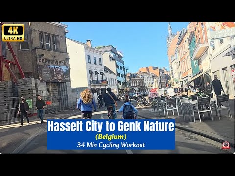 Scenic Ride in Belgium | Indoor Cycling from Hasselt City to Genk Belgium - Nature Ride 4K