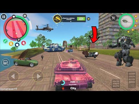 Rope Hero Vice Town - (Burned Helicopter Crash on police car robot) Police CAR sTUCK in Ground - HD