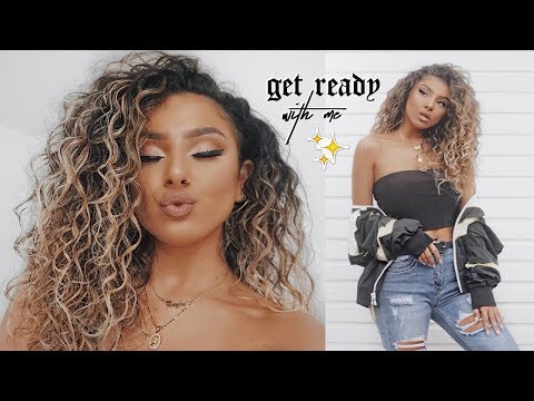 GET READY WITH ME: MAKEUP, CURLY HAIR  & OUTFIT - Spring Casual