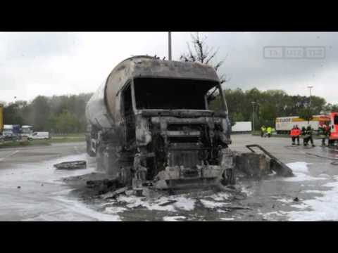 LKW-Brand auf der Autobahn A4 bei Erfurt
