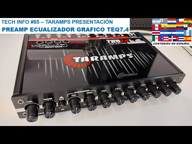 Vídeo relacionado con TARAMPS TEQ 7.4 Pro - Sistemas de audio para coche, ecualizador gráfico de 7 bandas, ecualizador de iluminación azul, capacidad avanzada, ajuste de canal de entrada, control de volumen principal