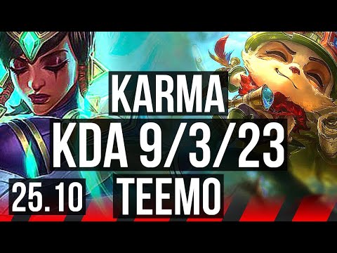 KARMA vs TEEMO (TOP) | 9/3/23, 4k comeback, Dominating | EUW Master | 25.10