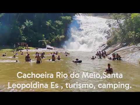 Turismo Es, Cachoeira Rio do Meio, localizada em Santa Leopoldina, com área de camping.
