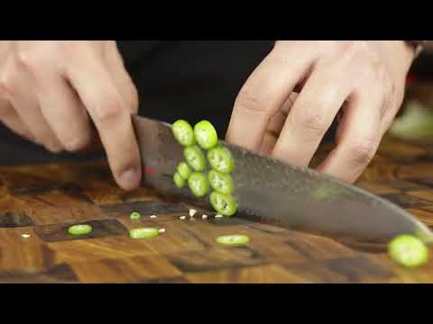 Suncraft Senzo VG10 240mm Tsuchime Damascus Gyuto vs Serrano