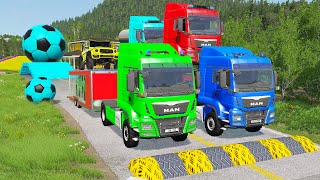 TRANSPORTING PIXAR CARS & FRUITS WITH COLORED & JOHN DEERE vs CLAAS vs TRACTORS - BeamNG.drive #962