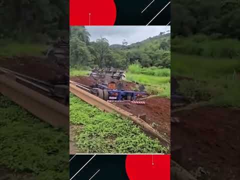 Motorista pula de caminhão em movimento após perceber que o veículo perdeu o freio.