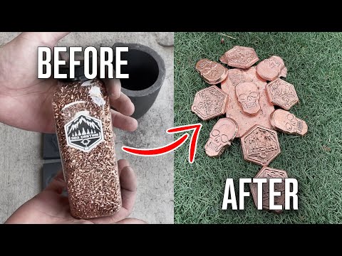 Casting Golden Skulls From Super Clean Scrap Copper Shavings