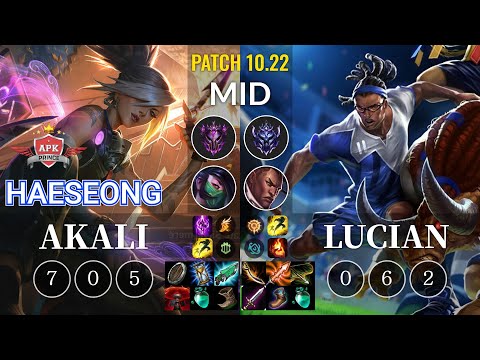 APK HaeSeong Akali vs Lucian Mid - KR Patch 10.22