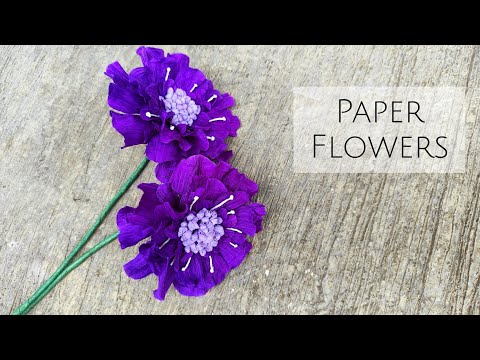 How to make scabiosa flower with crepe paper easy/DIY paper flower very easy