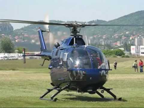 Messerschmitt Bölkow Blohm MBB 105 HA-BOA helicopter Takeoff / Landing