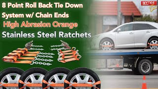 8 Point Tie Down Kit w/ Extensions, Stainless Steel Ratchets and High Abrasion Webbing
