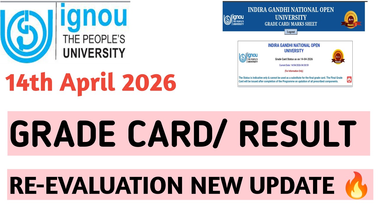 IGNOU GRADE CARD , RESULT , REEVALUATION  RESULT UPDATED       #livestream