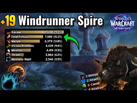 +19 Windrunner Spire, Midnight Beta Mythic+! | Guardian Druid PoV!