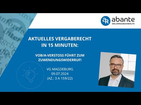 VOB/A-Verstoß führt zum Zuwendungswiderruf!