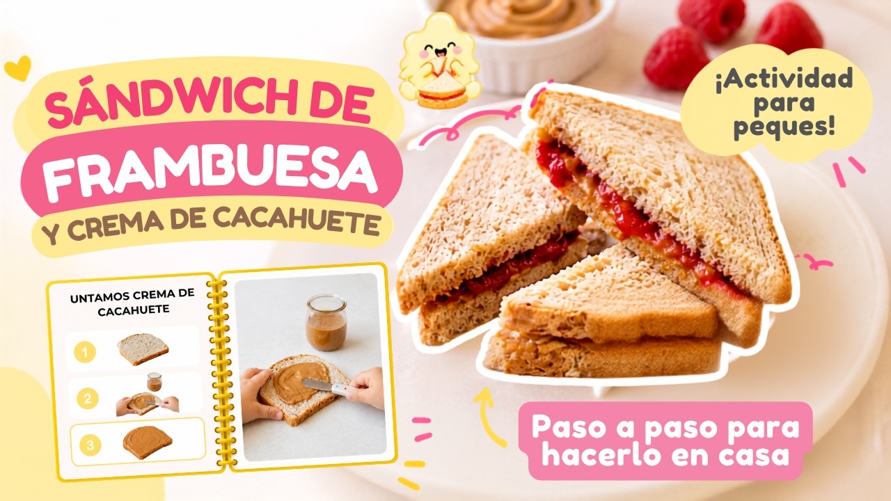 Vídeo del paso a paso del sándwich de frambuesa y cacahuete