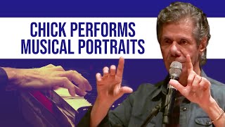 Chick makes a spontaneous composition for two audience members