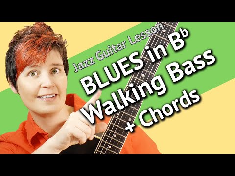 JAZZ BLUES WALKING BASS + Chords GUITAR LESSON + TAB!