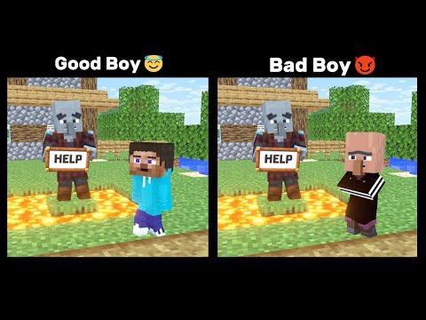 God Boy 😇 VS Bad Boy 😈. Baby Steve VS Bad Villager. @ST-Mine