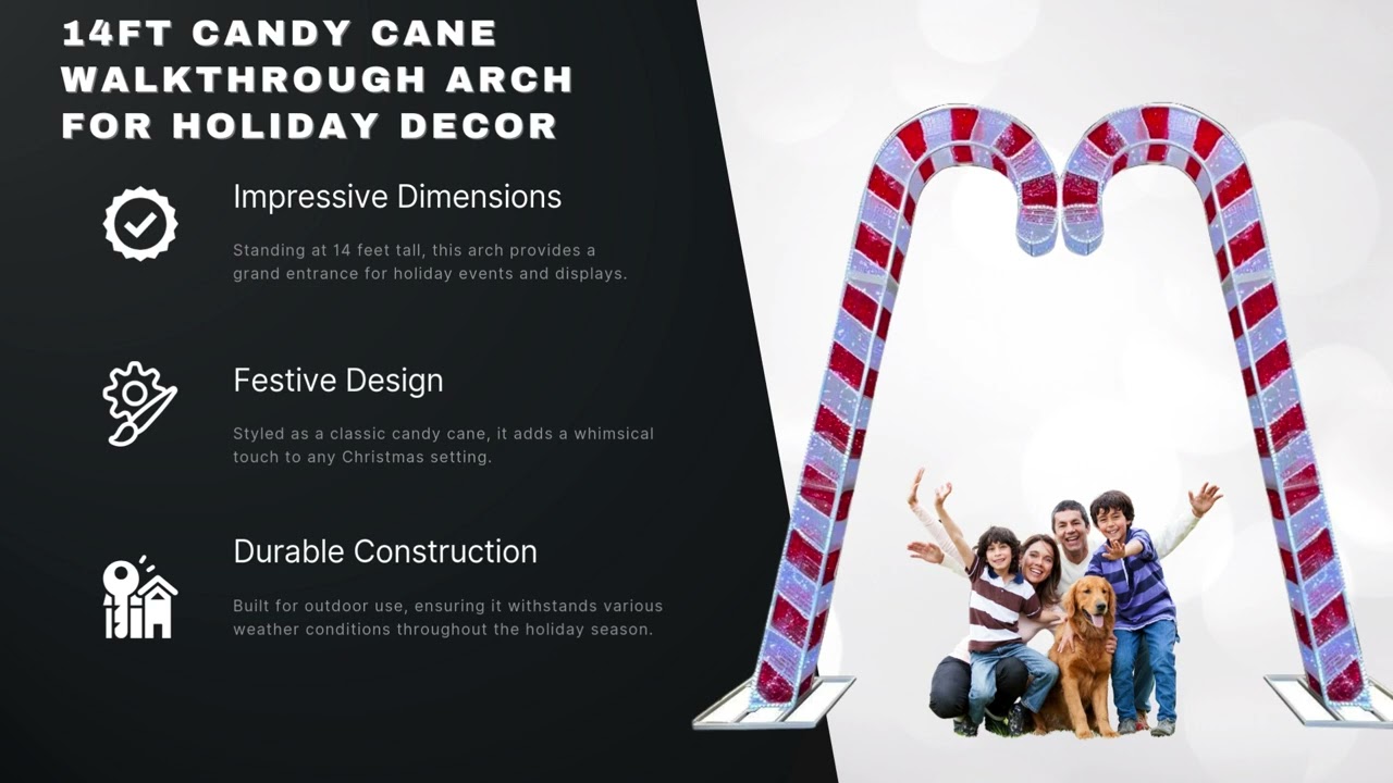 14FT Candy Cane Walkthrough Arch for Holiday Decor