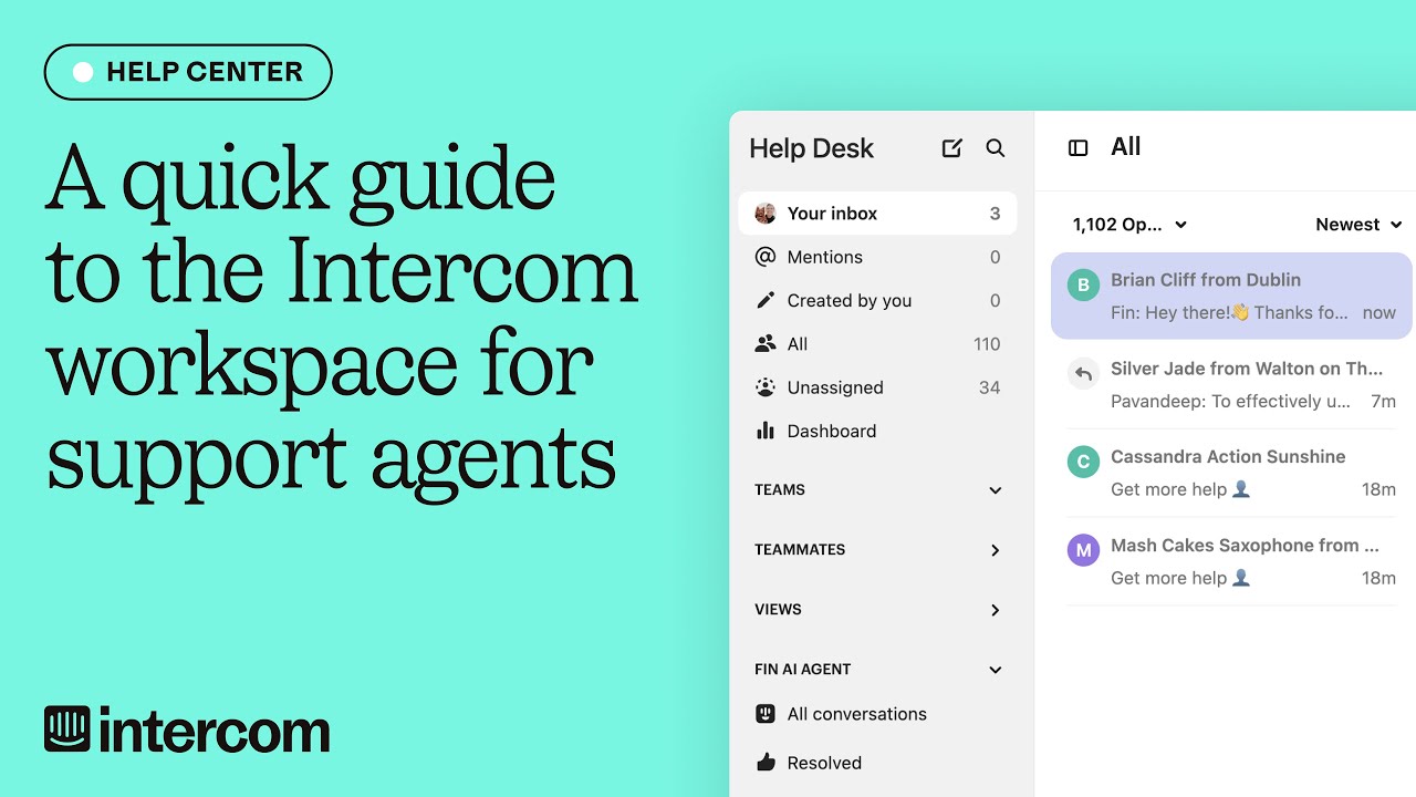 A quick guide to the Intercom workspace for support agents
