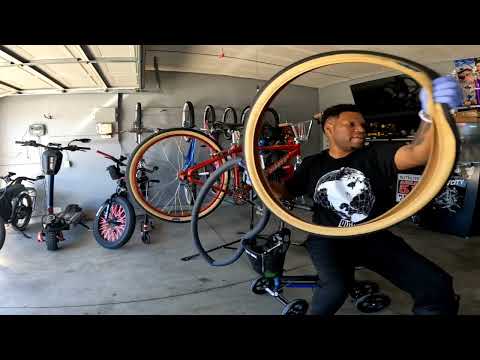HOW TO INSTALL 29 INCH TIRES ON YOUR BIG BMX BIKE THE SE BIKES RED ANO