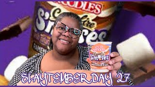 SLAYTEMBER DAY 27: CAMPFIRE S’MORES CUP NOODLES REVIEW COLLAB W/@CJandReese