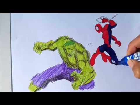 SPIDER-MAN FIGHT HULK | Spider-Man Coloring Pages | SAILANY Coloring Kids