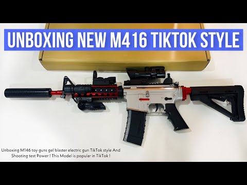 Unboxing M146 toy guns gel blaster electric gun TikTok style And Shooting test Power!