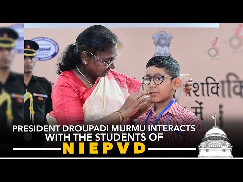 President Droupadi Murmu interacts with the students of NIEPVD at Dehradun