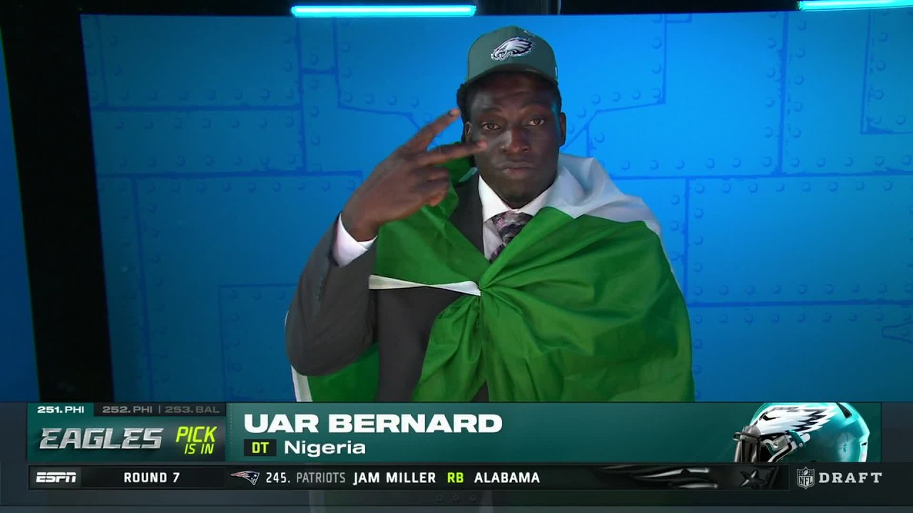 Uar Bernard becomes 1st African International Pathway Program player to be drafted | 2026 NFL Draft