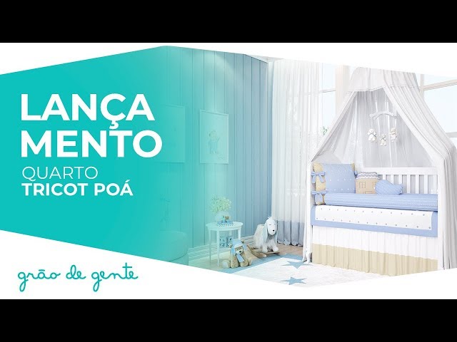 Quarto de Bebê Tricot Poá Azul - Grão de Gente