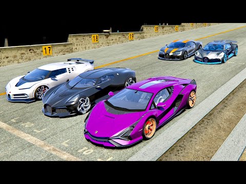 Bugatti Hypercars vs Lamborghini Sian with Jet Engine - Drag Race 20 KM