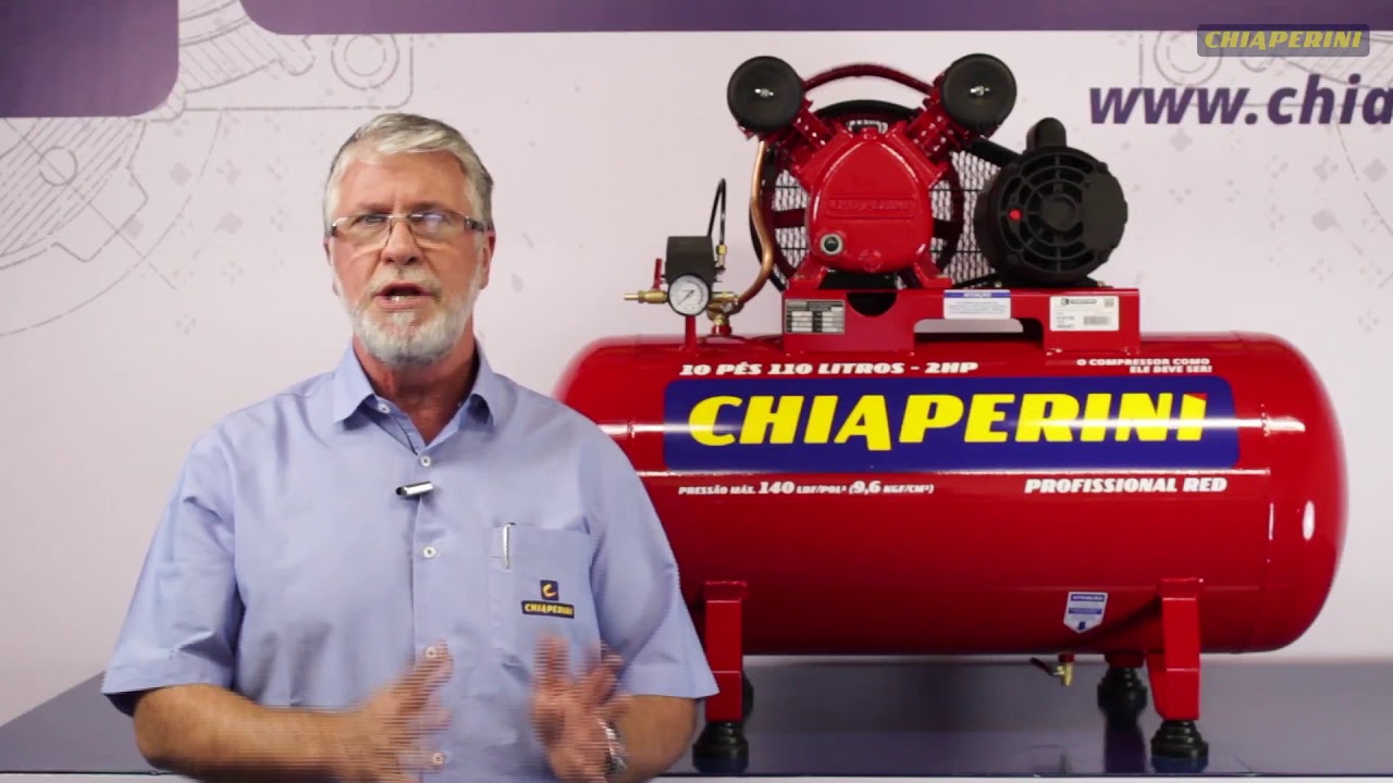 Compressor de Ar 10 pés 110 Lts Mono Bivolt Chiaperini 10/110 RED - A Mega Loja