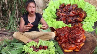 Yummy cook Pork tasty with salad for food - Pork curry spicy for eating delicious