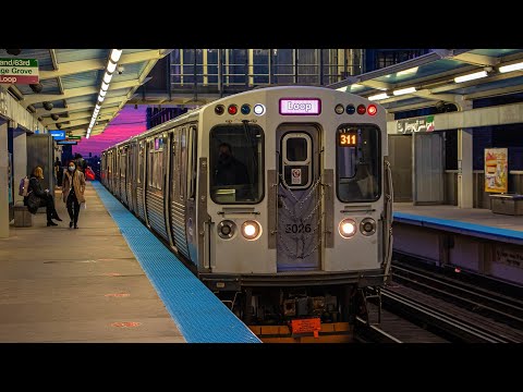 CTA "L" Train System : Green Line, Pink Line & Holiday Train Action @ Morgan Station