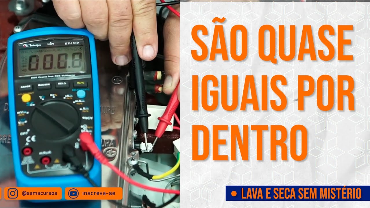 COMPONENTES BÁSICOS DE UMA LAVA E SECA E TESTES COM MULTÍMETRO - CORTES DA LIVE