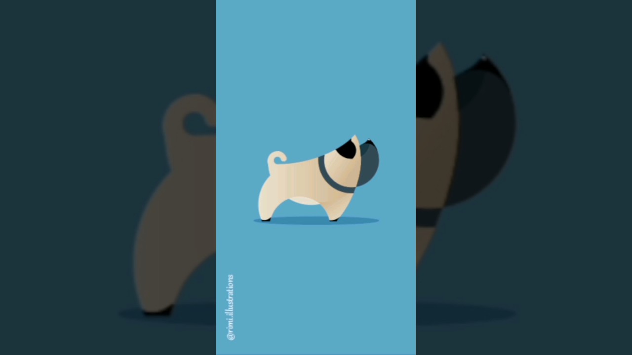 pug dog vector drawing 🐶 #adobeillustrator #character #illustration