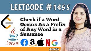 YouTube video 'Check if a Word Occurs As a Prefix of Any Word in a Sentence | Leetcode 1455'