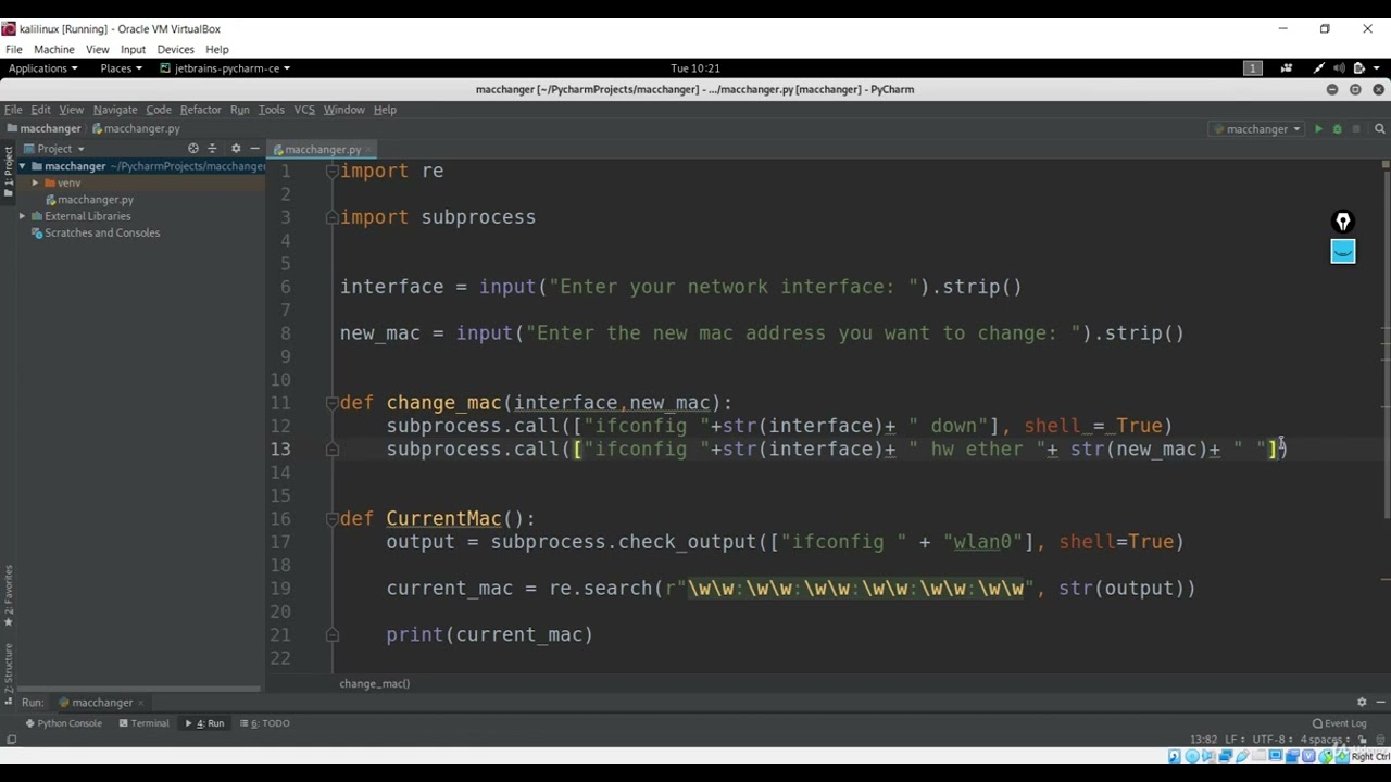 Changeing MAC Address with Python