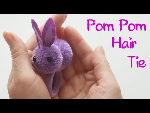 Easy Pom Pom Rabbit Making Idea 🐰 DIY Pom Pom Hair Tie Bunny Rabbit 🐰