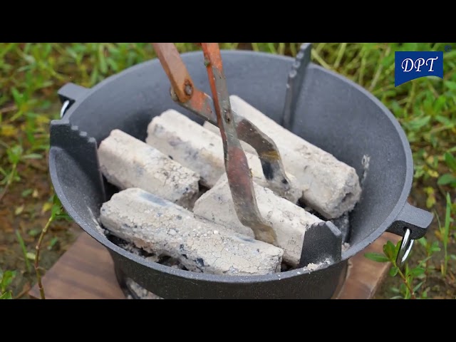 موقد فحم حديد زهر 19.5* 13* 9 سم- سهل الحمل، احتراق فحم يدوم طويلًا، يمنع تراكم الرماد،ضمان سنتان