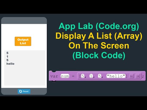 Display A List (Array) On The Screen - Block Code - Code.org (App Lab)