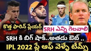 IPL 2022 Points table and play off teams | ipl 2022 sunrisers Hyderabad players for next match |