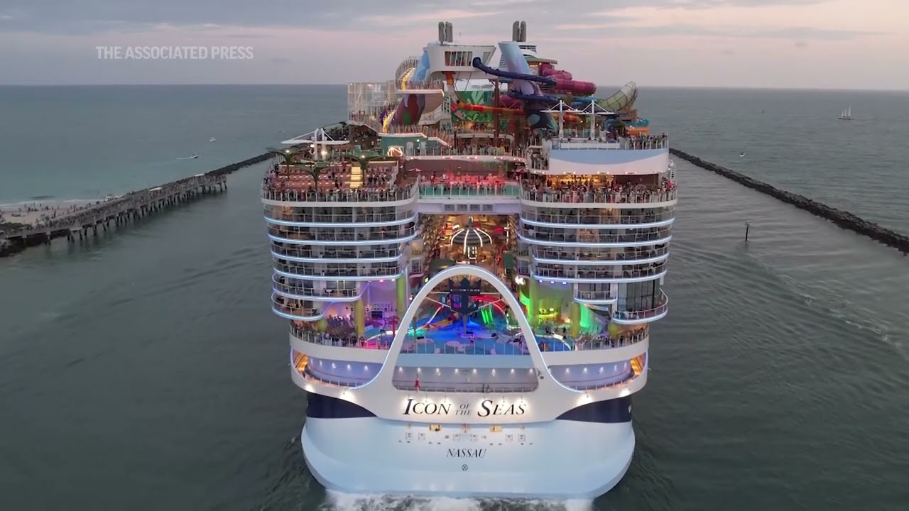 Icon of the Seas, the world’s largest cruise ship, sets out on maiden voyage from Miami