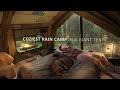 Coziest SOLO Camping In HEAVY RAIN In A Huge Luxury Tent Relaxing ASMR
